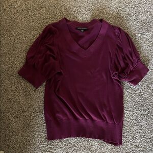 Banana Republic Women’s Wine Puff Sleeve V-Neck Top